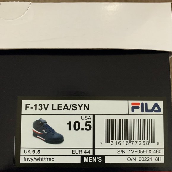 NEW Fila F13 Sneakers Navy White Red High Top 10.5 - Picture 6 of 6